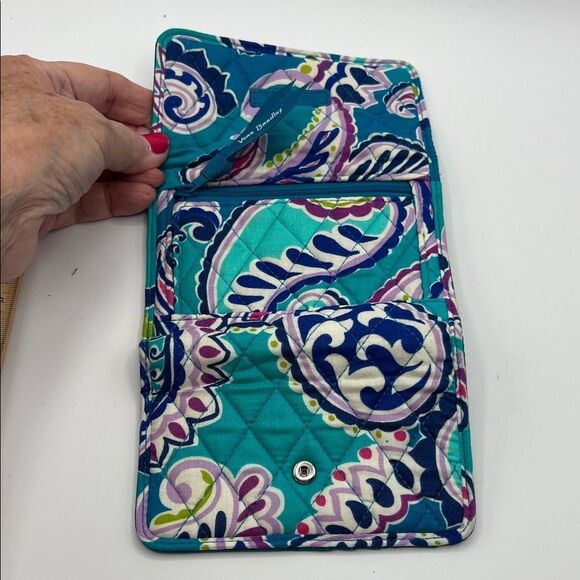 Vera Bradley Waikiki Paisley Teal and Purple Quilted Wallet - Picture 3 of 5
